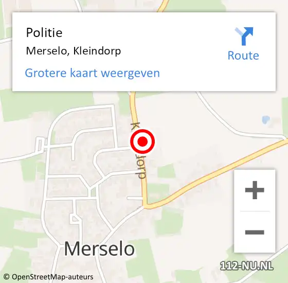 Locatie op kaart van de 112 melding: Politie Merselo, Kleindorp op 16 april 2022 12:07