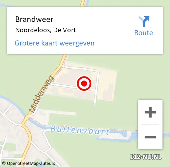 Locatie op kaart van de 112 melding: Brandweer Noordeloos, De Vort op 16 april 2022 12:22