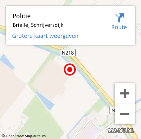 Locatie op kaart van de 112 melding: Politie Brielle, Schrijversdijk op 16 april 2022 12:28