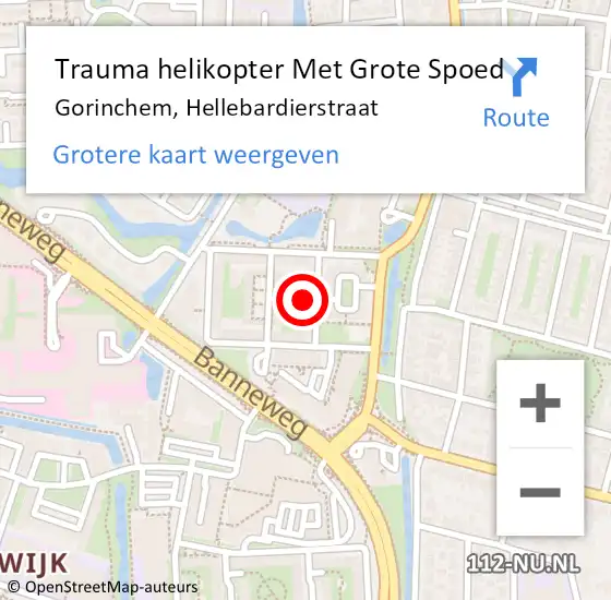 Locatie op kaart van de 112 melding: Trauma helikopter Met Grote Spoed Naar Gorinchem, Hellebardierstraat op 16 april 2022 12:30