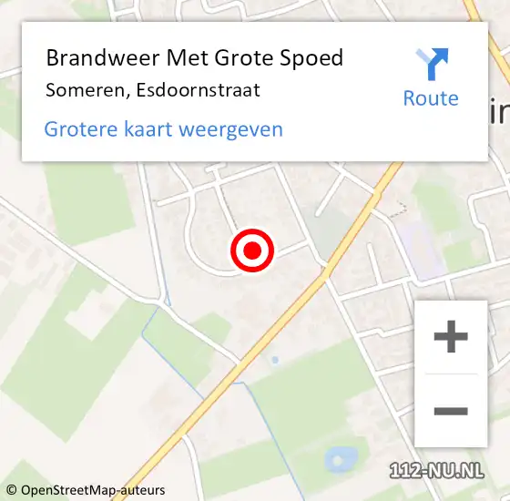 Locatie op kaart van de 112 melding: Brandweer Met Grote Spoed Naar Someren, Esdoornstraat op 16 april 2022 12:31