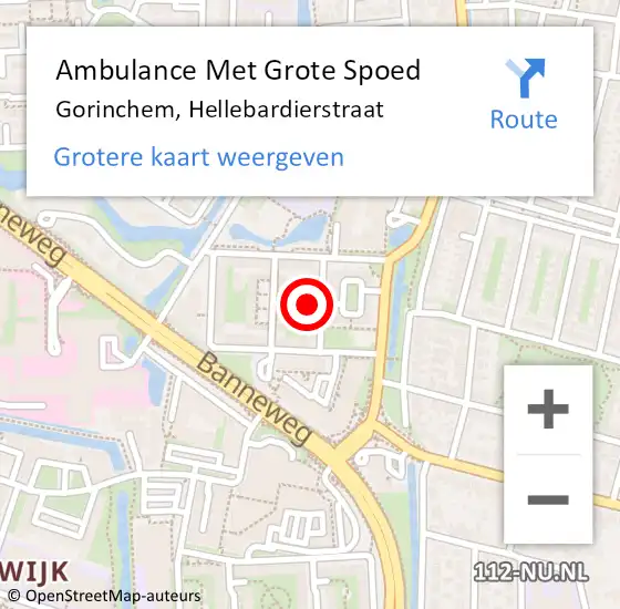 Locatie op kaart van de 112 melding: Ambulance Met Grote Spoed Naar Gorinchem, Hellebardierstraat op 16 april 2022 12:31