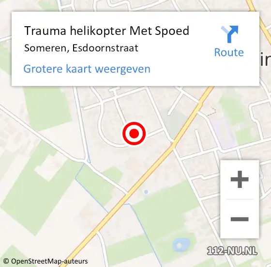 Locatie op kaart van de 112 melding: Trauma helikopter Met Spoed Naar Someren, Esdoornstraat op 16 april 2022 12:32