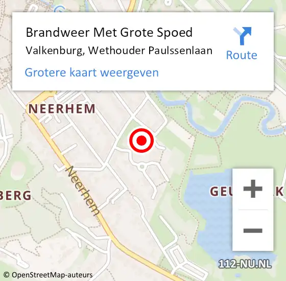 Locatie op kaart van de 112 melding: Brandweer Met Grote Spoed Naar Valkenburg, Wethouder Paulssenlaan op 16 april 2022 12:47