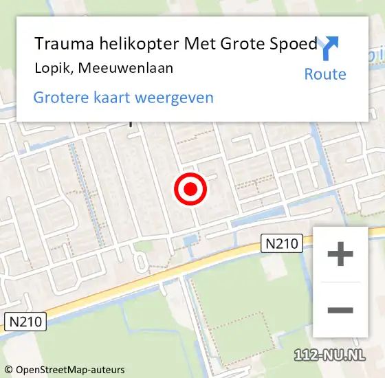 Locatie op kaart van de 112 melding: Trauma helikopter Met Grote Spoed Naar Lopik, Meeuwenlaan op 16 april 2022 12:50