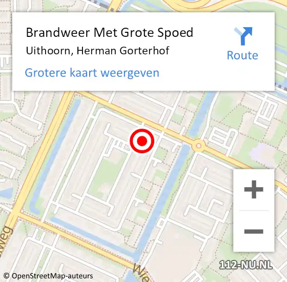 Locatie op kaart van de 112 melding: Brandweer Met Grote Spoed Naar Uithoorn, Herman Gorterhof op 16 april 2022 13:03