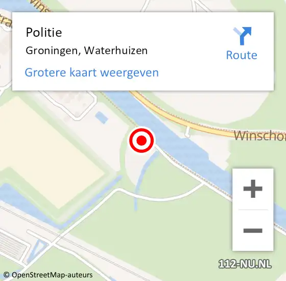 Locatie op kaart van de 112 melding: Politie Groningen, Waterhuizen op 16 april 2022 13:05