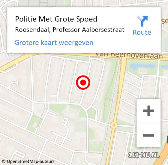 Locatie op kaart van de 112 melding: Politie Met Grote Spoed Naar Roosendaal, Professor Aalbersestraat op 16 april 2022 13:11