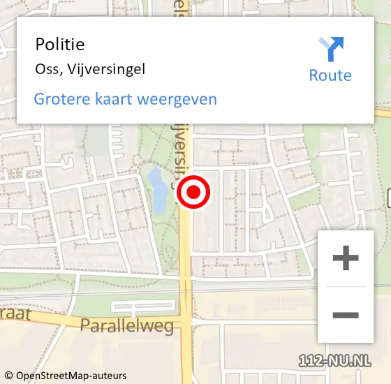 Locatie op kaart van de 112 melding: Politie Oss, Vijversingel op 16 april 2022 13:31