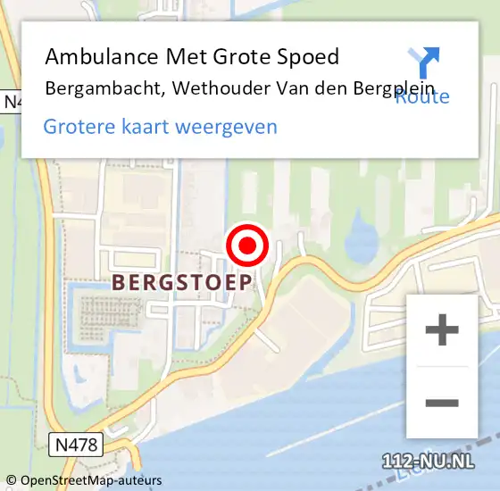 Locatie op kaart van de 112 melding: Ambulance Met Grote Spoed Naar Bergambacht, Wethouder Van den Bergplein op 16 april 2022 13:43