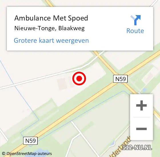 Locatie op kaart van de 112 melding: Ambulance Met Spoed Naar Nieuwe-Tonge, Blaakweg op 16 april 2022 13:49