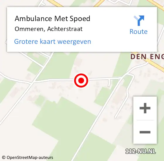 Locatie op kaart van de 112 melding: Ambulance Met Spoed Naar Ommeren, Achterstraat op 16 april 2022 13:51