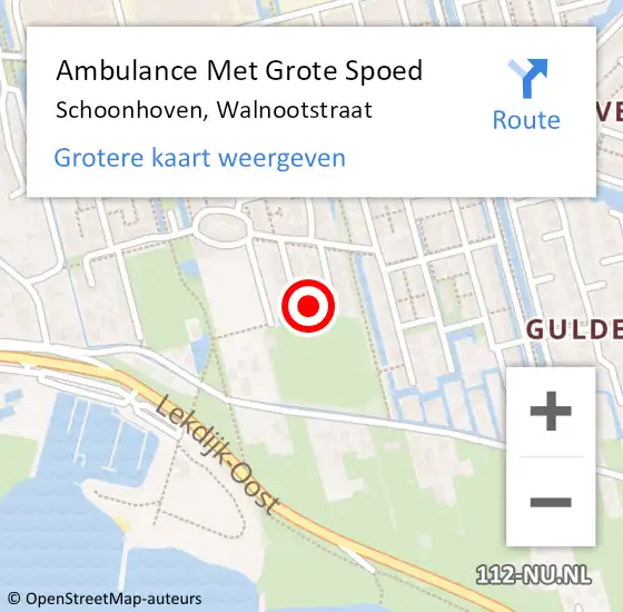 Locatie op kaart van de 112 melding: Ambulance Met Grote Spoed Naar Schoonhoven, Walnootstraat op 16 april 2022 14:27