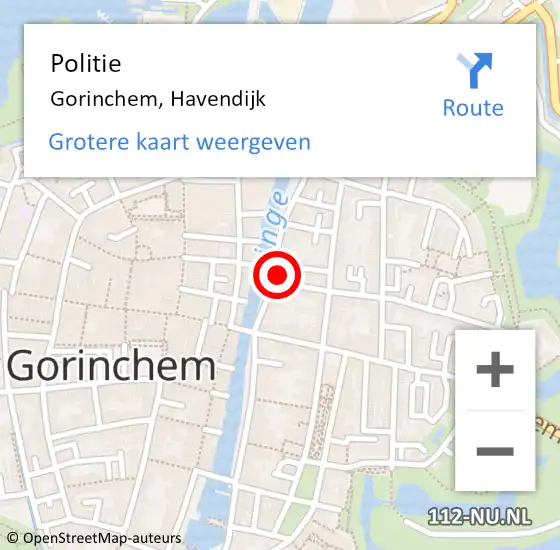 Locatie op kaart van de 112 melding: Politie Gorinchem, Havendijk op 16 april 2022 14:37