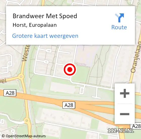 Locatie op kaart van de 112 melding: Brandweer Met Spoed Naar Horst, Europalaan op 14 juli 2014 16:18