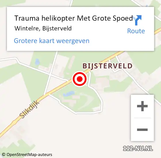 Locatie op kaart van de 112 melding: Trauma helikopter Met Grote Spoed Naar Wintelre, Bijsterveld op 16 april 2022 14:43