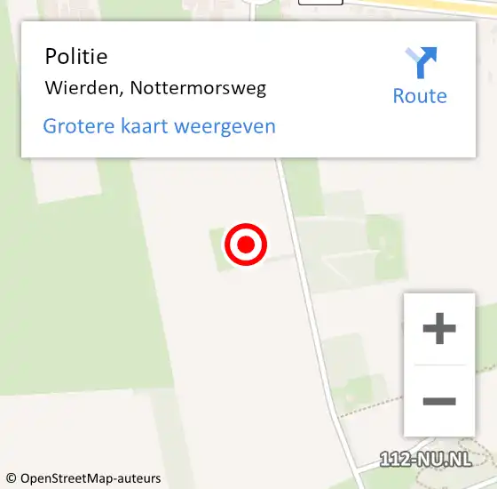Locatie op kaart van de 112 melding: Politie Wierden, Nottermorsweg op 16 april 2022 14:49