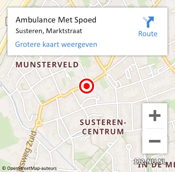 Locatie op kaart van de 112 melding: Ambulance Met Spoed Naar Susteren, Marktstraat op 16 april 2022 15:18