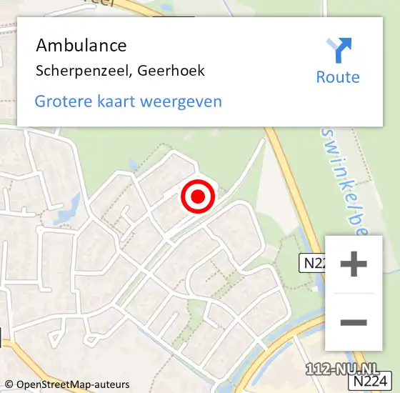 Locatie op kaart van de 112 melding: Ambulance Scherpenzeel, Geerhoek op 8 oktober 2013 10:32