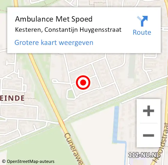 Locatie op kaart van de 112 melding: Ambulance Met Spoed Naar Kesteren, Constantijn Huygensstraat op 16 april 2022 15:21