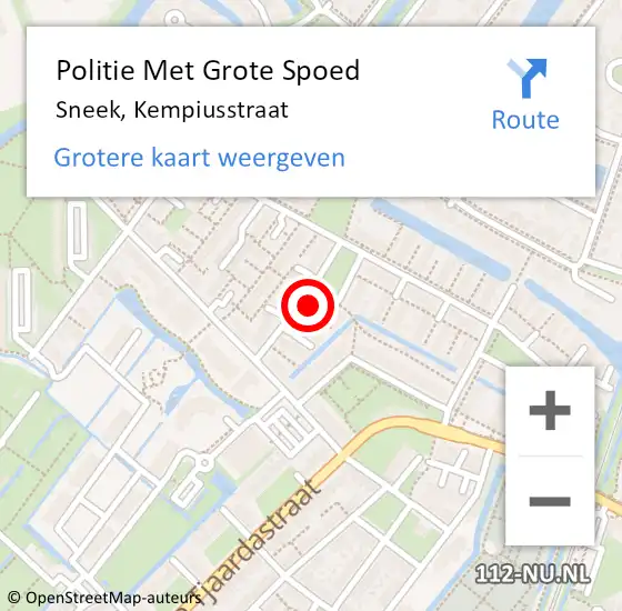 Locatie op kaart van de 112 melding: Politie Met Grote Spoed Naar Sneek, Kempiusstraat op 16 april 2022 15:22