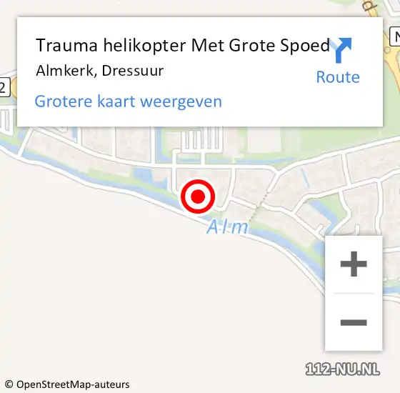 Locatie op kaart van de 112 melding: Trauma helikopter Met Grote Spoed Naar Almkerk, Dressuur op 16 april 2022 15:30