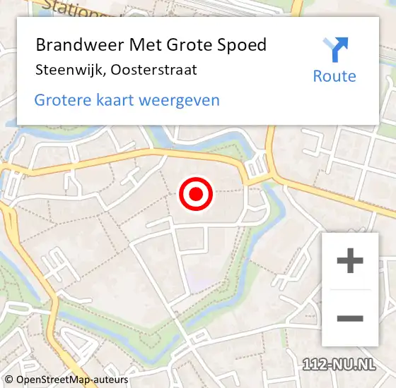 Locatie op kaart van de 112 melding: Brandweer Met Grote Spoed Naar Steenwijk, Oosterstraat op 16 april 2022 15:46