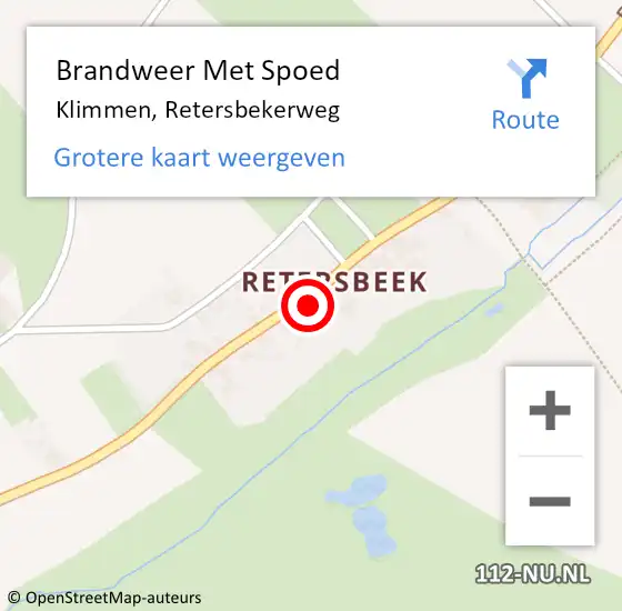 Locatie op kaart van de 112 melding: Brandweer Met Spoed Naar Klimmen, Retersbekerweg op 16 april 2022 15:48