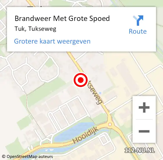 Locatie op kaart van de 112 melding: Brandweer Met Grote Spoed Naar Tuk, Tukseweg op 16 april 2022 16:00