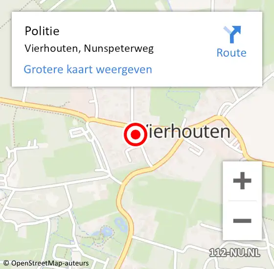 Locatie op kaart van de 112 melding: Politie Vierhouten, Nunspeterweg op 16 april 2022 16:08