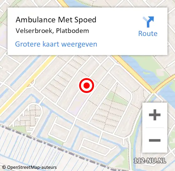 Locatie op kaart van de 112 melding: Ambulance Met Spoed Naar Velserbroek, Platbodem op 16 april 2022 16:17