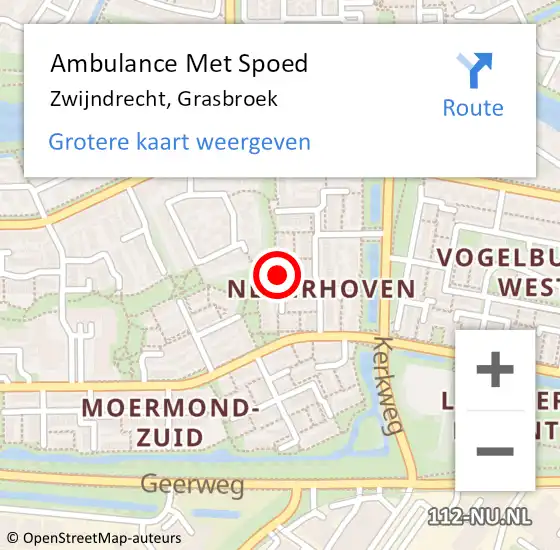 Locatie op kaart van de 112 melding: Ambulance Met Spoed Naar Zwijndrecht, Grasbroek op 16 april 2022 16:39