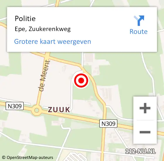 Locatie op kaart van de 112 melding: Politie Epe, Zuukerenkweg op 16 april 2022 17:05