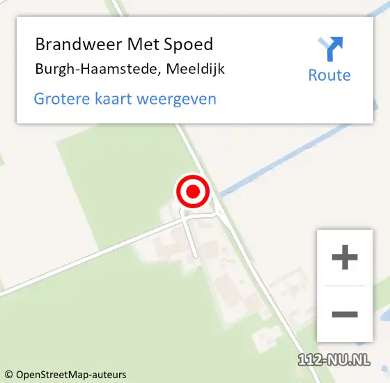 Locatie op kaart van de 112 melding: Brandweer Met Spoed Naar Burgh-Haamstede, Meeldijk op 16 april 2022 17:13