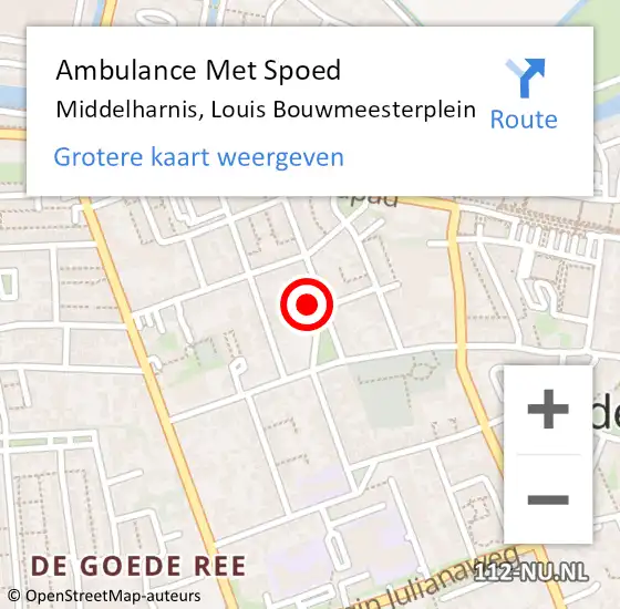 Locatie op kaart van de 112 melding: Ambulance Met Spoed Naar Middelharnis, Louis Bouwmeesterplein op 16 april 2022 17:16