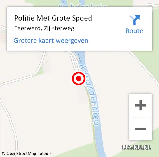 Locatie op kaart van de 112 melding: Politie Met Grote Spoed Naar Feerwerd, Zijlsterweg op 16 april 2022 17:25