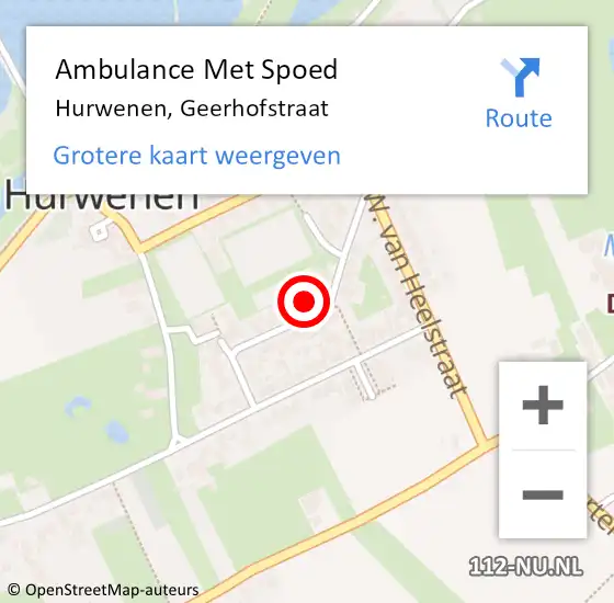 Locatie op kaart van de 112 melding: Ambulance Met Spoed Naar Hurwenen, Geerhofstraat op 16 april 2022 17:33