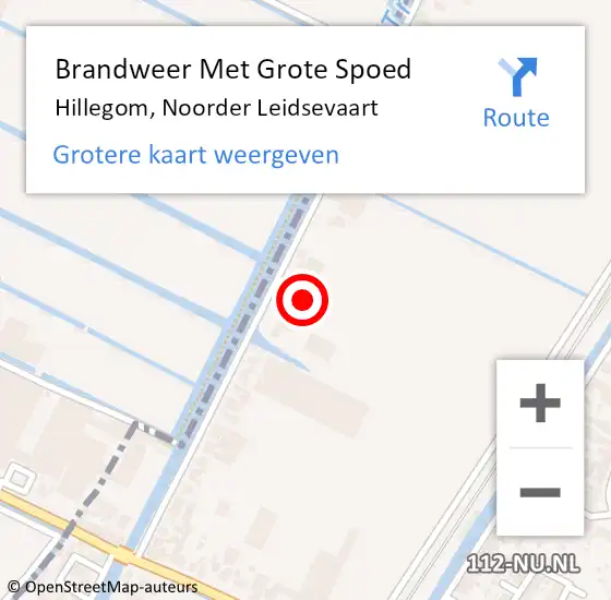 Locatie op kaart van de 112 melding: Brandweer Met Grote Spoed Naar Hillegom, Noorder Leidsevaart op 16 april 2022 17:41