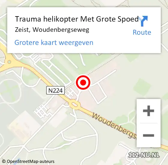 Locatie op kaart van de 112 melding: Trauma helikopter Met Grote Spoed Naar Zeist, Woudenbergseweg op 16 april 2022 17:41