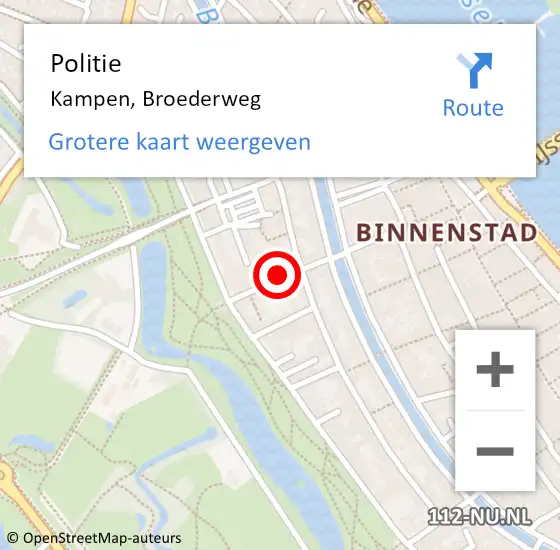 Locatie op kaart van de 112 melding: Politie Kampen, Broederweg op 16 april 2022 17:45