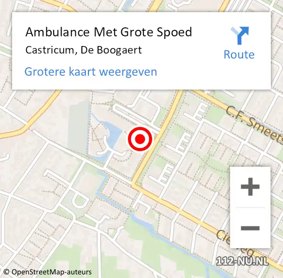 Locatie op kaart van de 112 melding: Ambulance Met Grote Spoed Naar Castricum, De Boogaert op 16 april 2022 18:16