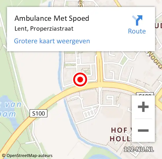 Locatie op kaart van de 112 melding: Ambulance Met Spoed Naar Lent, Properziastraat op 16 april 2022 18:17