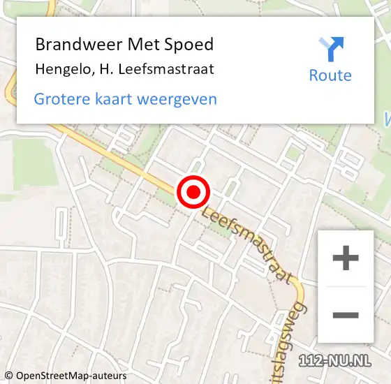 Locatie op kaart van de 112 melding: Brandweer Met Spoed Naar Hengelo, H. Leefsmastraat op 16 april 2022 18:40