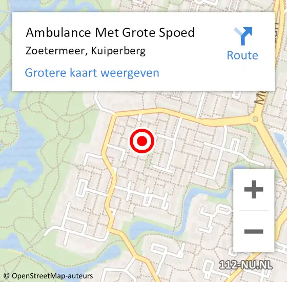 Locatie op kaart van de 112 melding: Ambulance Met Grote Spoed Naar Zoetermeer, Kuiperberg op 16 april 2022 18:59
