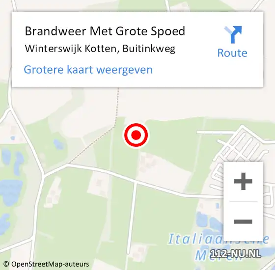 Locatie op kaart van de 112 melding: Brandweer Met Grote Spoed Naar Winterswijk Kotten, Buitinkweg op 16 april 2022 19:04