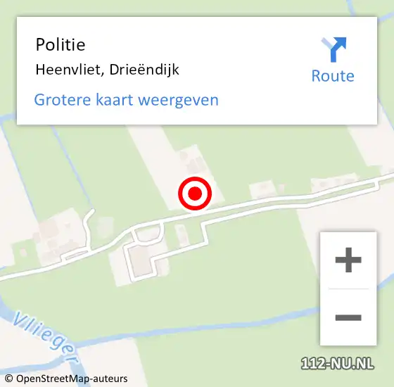 Locatie op kaart van de 112 melding: Politie Heenvliet, Drieëndijk op 16 april 2022 19:11