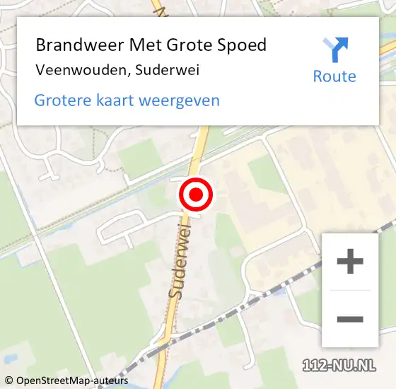 Locatie op kaart van de 112 melding: Brandweer Met Grote Spoed Naar Veenwouden, Suderwei op 16 april 2022 19:12