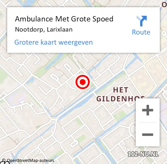 Locatie op kaart van de 112 melding: Ambulance Met Grote Spoed Naar Nootdorp, Larixlaan op 16 april 2022 19:15