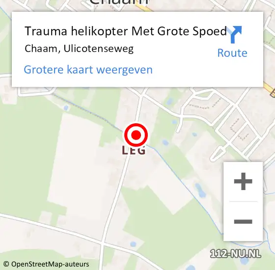 Locatie op kaart van de 112 melding: Trauma helikopter Met Grote Spoed Naar Chaam, Ulicotenseweg op 16 april 2022 19:28