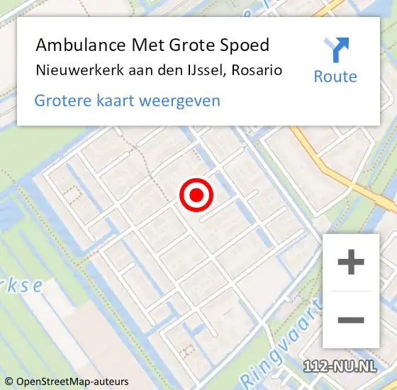 Locatie op kaart van de 112 melding: Ambulance Met Grote Spoed Naar Nieuwerkerk aan den IJssel, Rosario op 16 april 2022 19:34